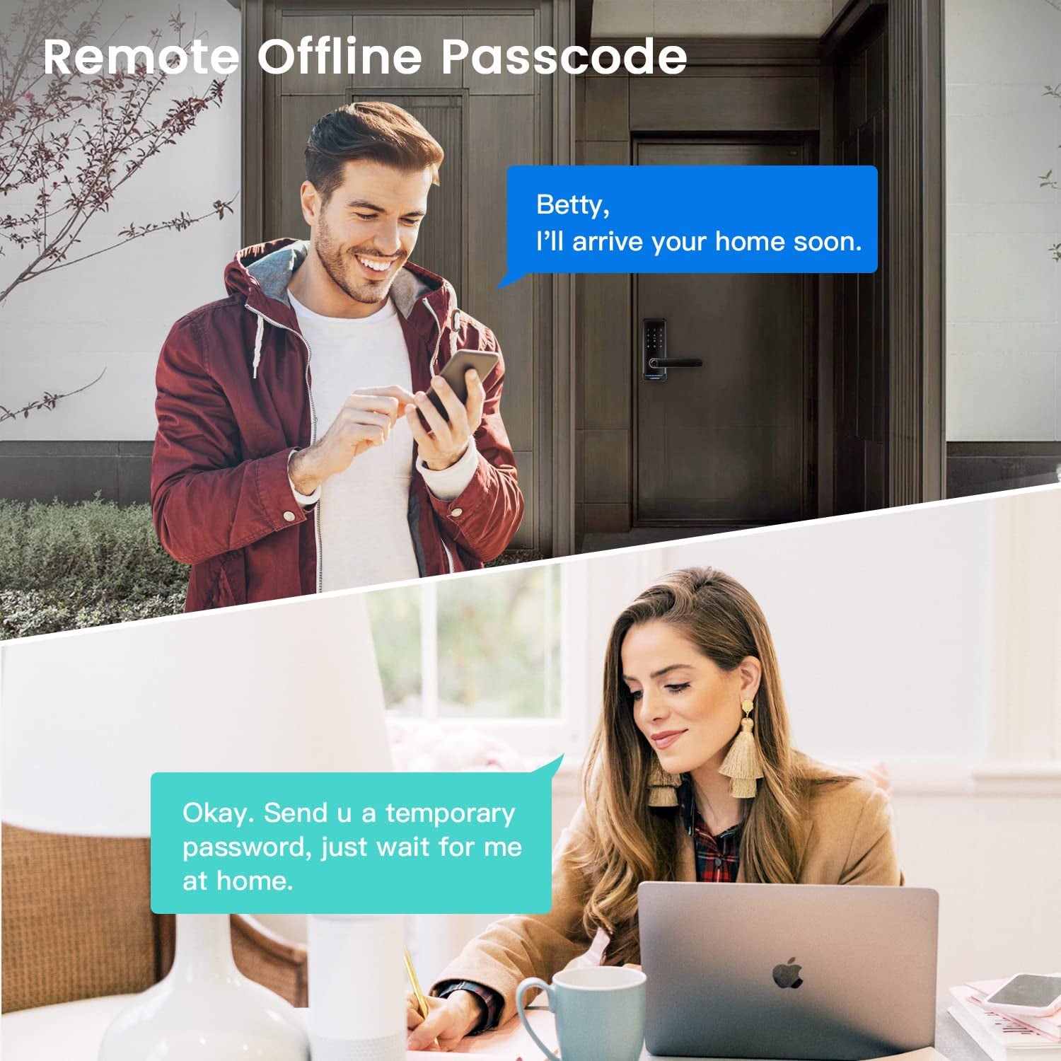 Keyless Entry Fingerprint Door Locks with Keypad, Smart App Control, Bluetooth, Wi-Fi, Black