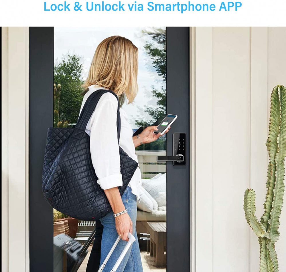 Tiffane Smart Lever Door Lock with Keypad Fingerprint Silver