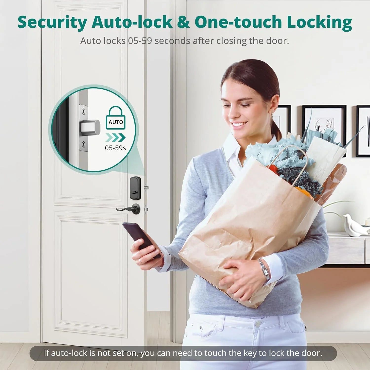 Fingerprint Door Lock with APP Control, Security Smart Deadbolt Locks for Front Door, Auto Lock, Easy Installation, Bronze