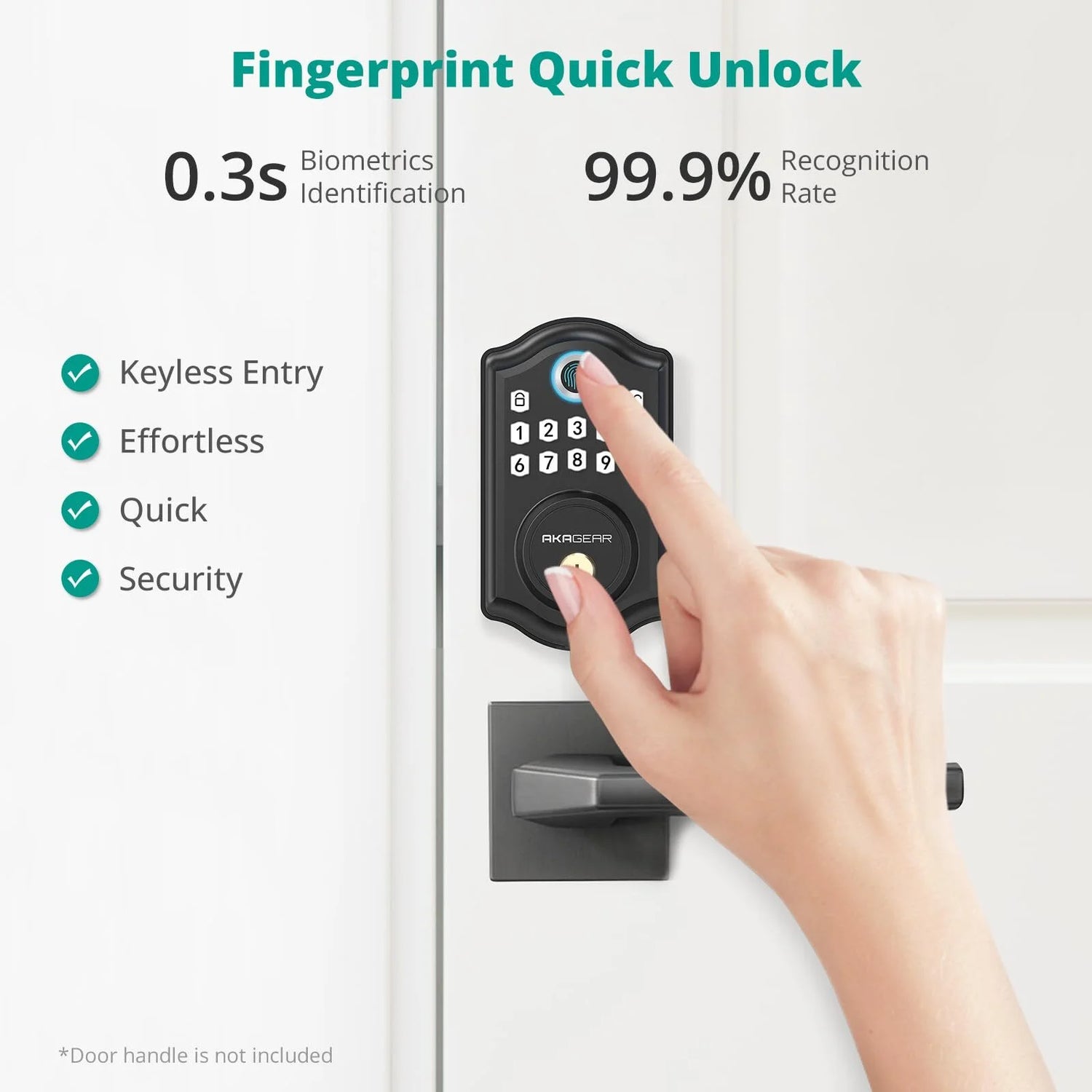 Keyless Entry Door Lock with APP Control, Fingerprint Security Deadbolt Lock for Front Door, Auto Lock, Easy Installation, Black