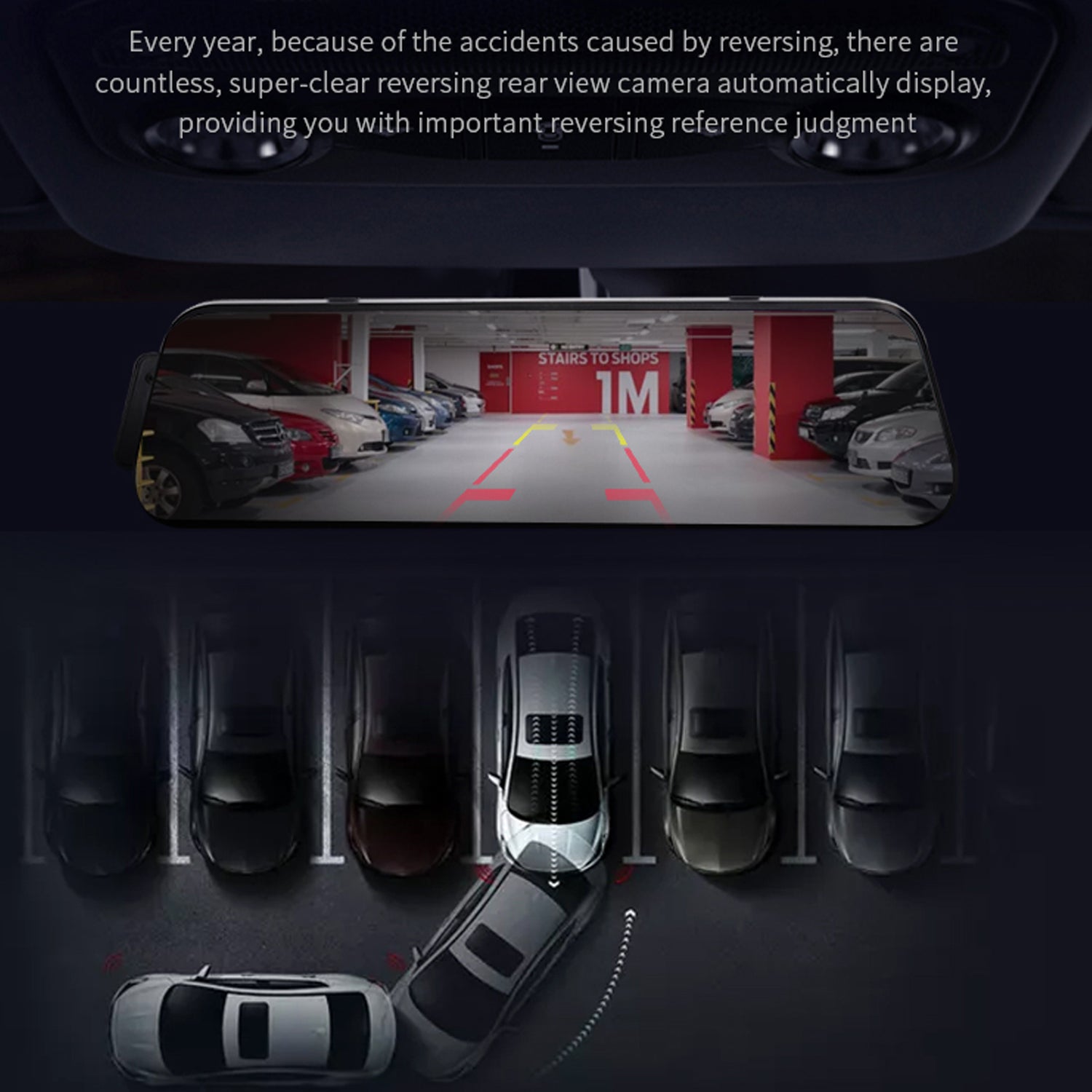 10'' Rear View Mirror Full Touch Screen Camera, Mirror Dash Cam with Wifi, Dash Cam Front 1080P and Rear 1080P, Free 32GB Card, Loop Recording Parking Monitor, Easy to Install