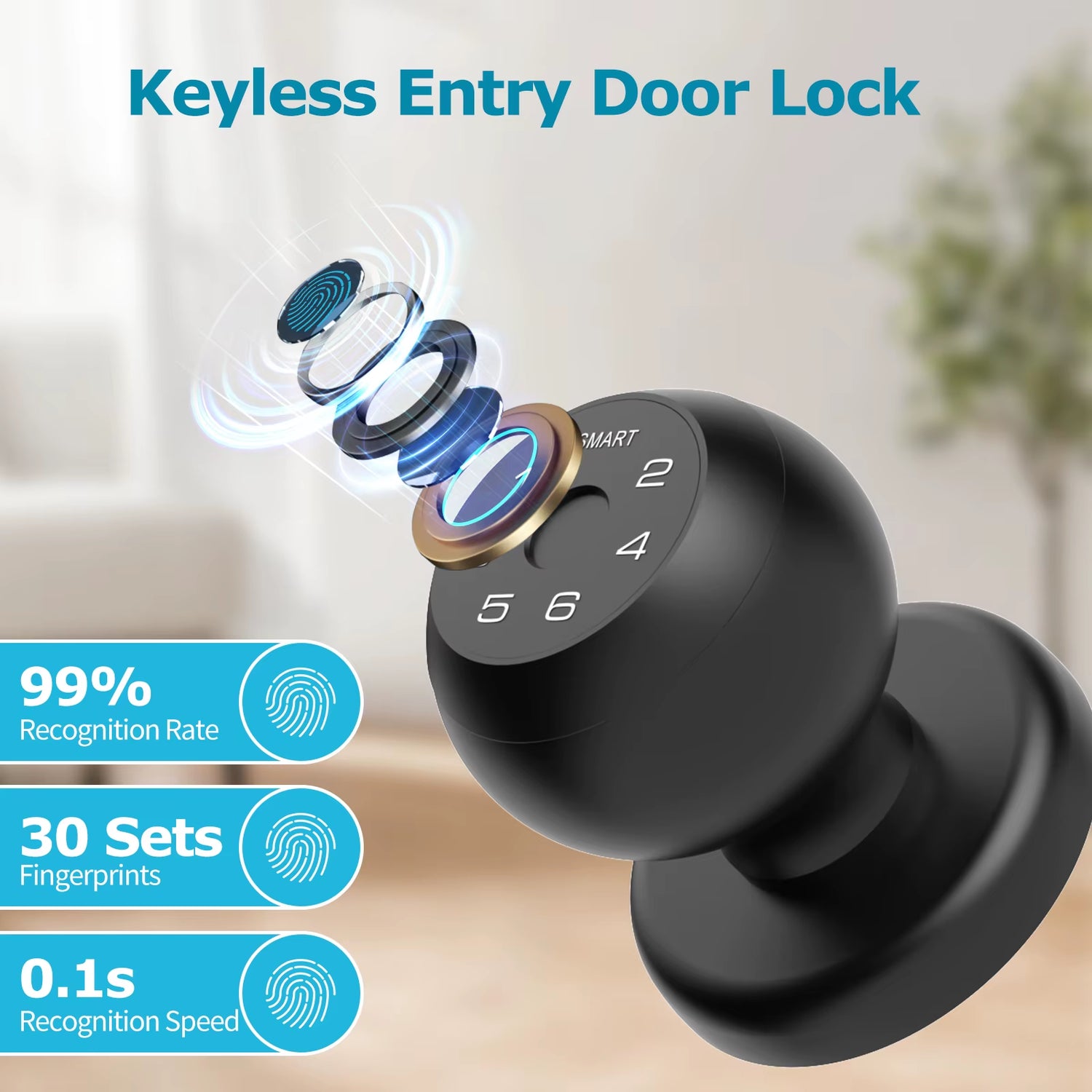 Smart Lock Fingerprint Door Lock App Control Passcode Unlock Electronic Touchscreen Keypad Indoor