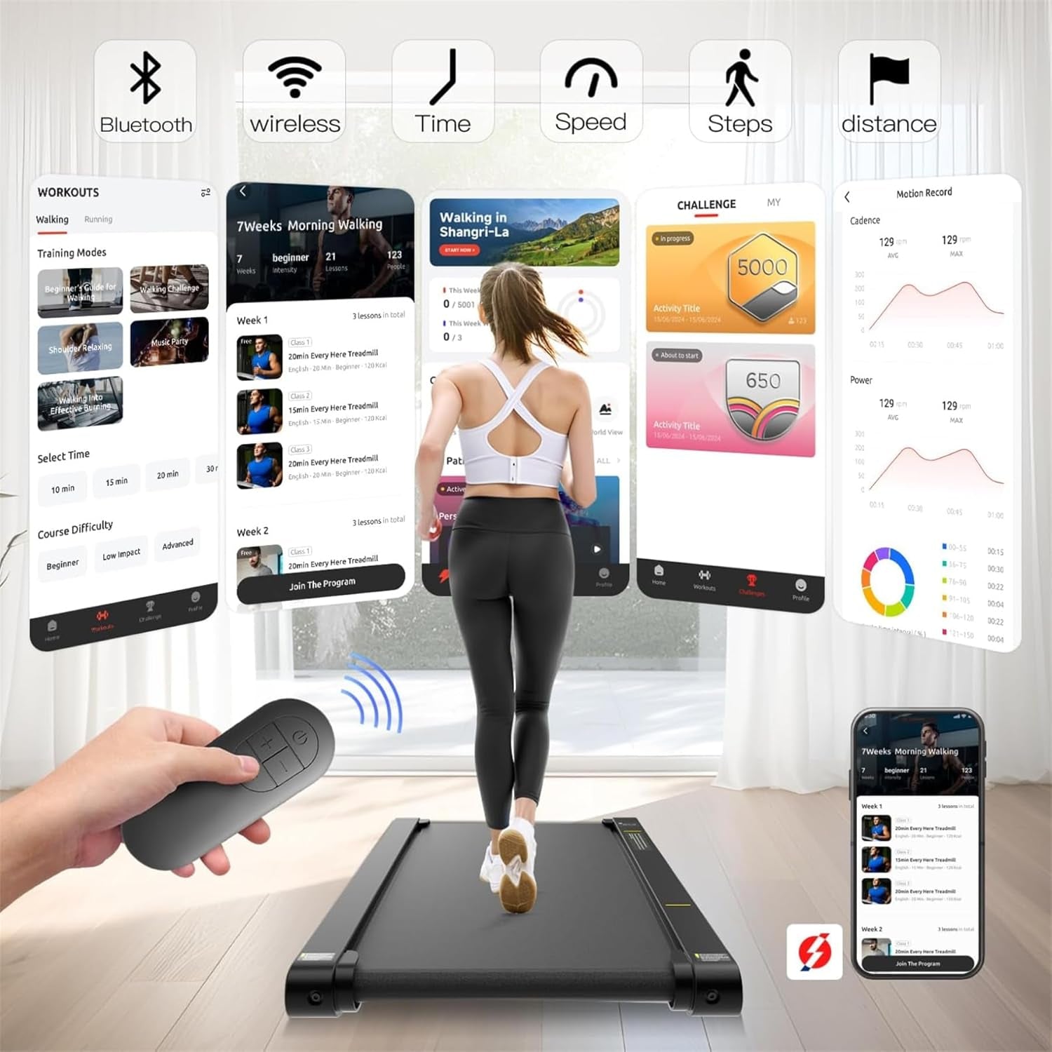 Walking Vibration Pad with APP, 3 in 1 under Desk Treadmill, 2.5HP Low Noise Wal