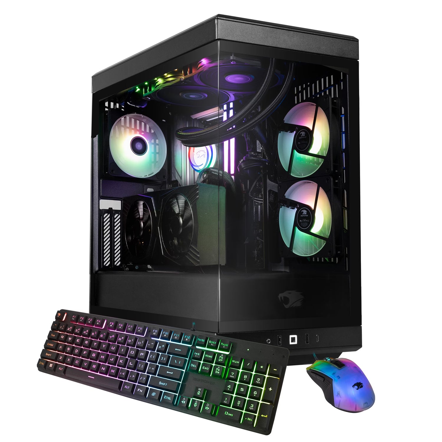 Y40 PRO Black Gaming PC Desktop Computer AMD Ryzen 7 9700X CPU, NVIDIA Geforce RTX 5070Ti 16GB GPU, 32GB DDR5 RGB 5200Mhz RAM, 1TB Nvme SSD, Windows 11 Home, Keyboard Mouse - Y40BA7N57T02
