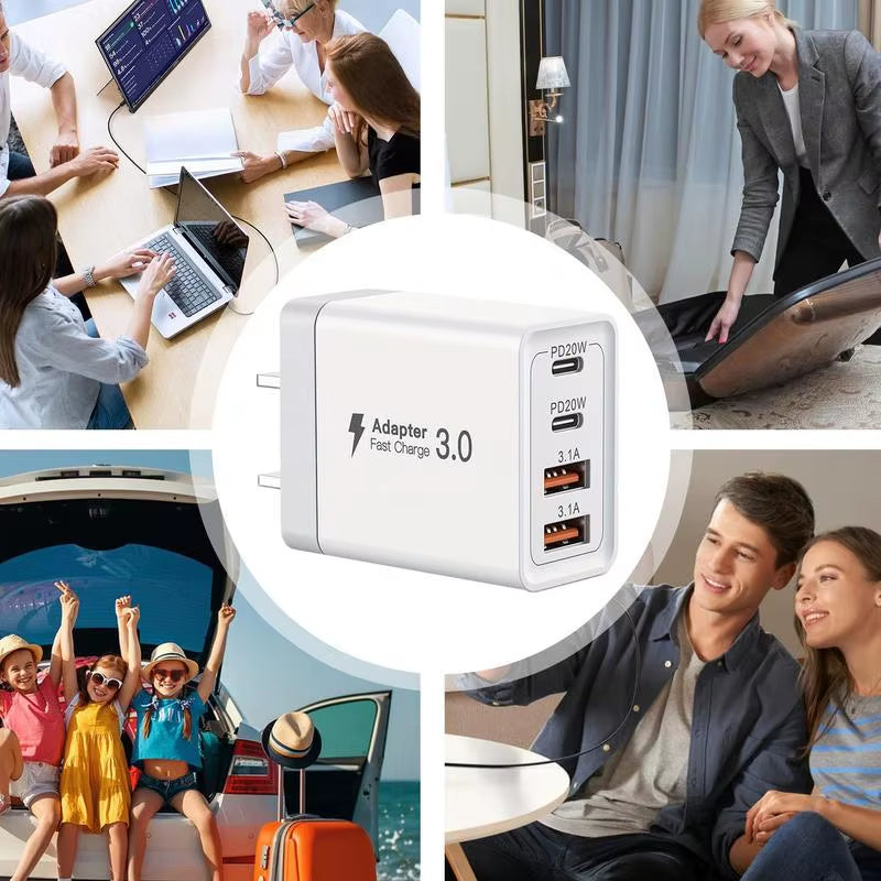 USB Charger Block 40W 4 Port Charger Block Multiple USB Charger Station USB Wall Charger Charging Blocks for Business Trips