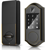 Smart Door Lock, Fingerprint Electronic Deadbolt Door Lock, Keyless Entry Door Lock Featuring Auto-Locking, Smart Door Lock for App/Fobs/Biometric/Codes/Keys, Works with Alexa - ORB Bronze