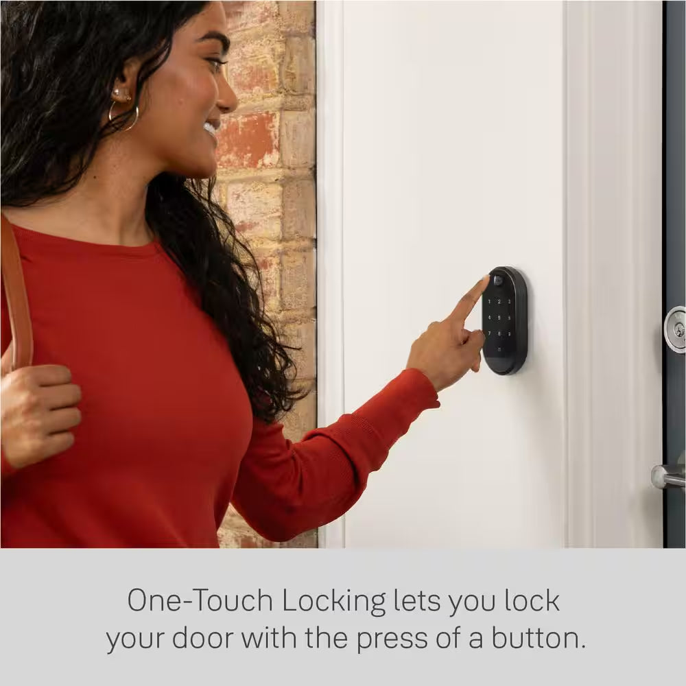 Apartment Smart Door Lock with Wi-Fi and Fingerprint Keypad Access, Black Suede