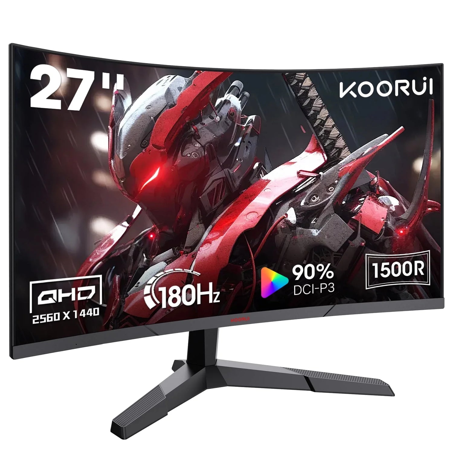 27 Inch 2K Curved Gaming Monitor, 180Hz QHD Computer Monitor, 1Ms Adaptive-Sync, Hdmi/Displayport, 27E6QCA