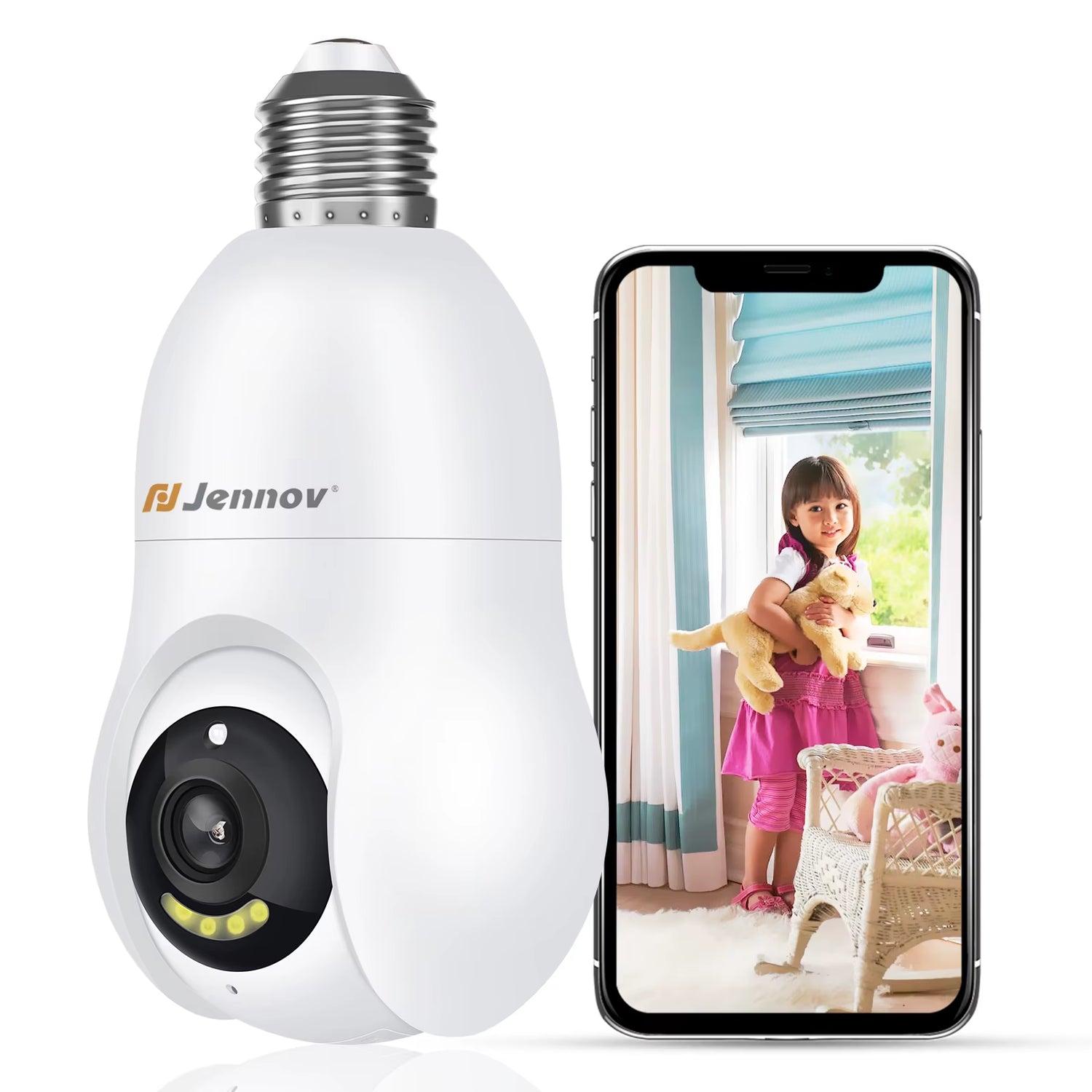 2K/3MP Light Bulb Security Camera, 2.4Ghz Wi-Fi Security Camera Wireless Outdoor, 360° Indoor Light Socket Camera