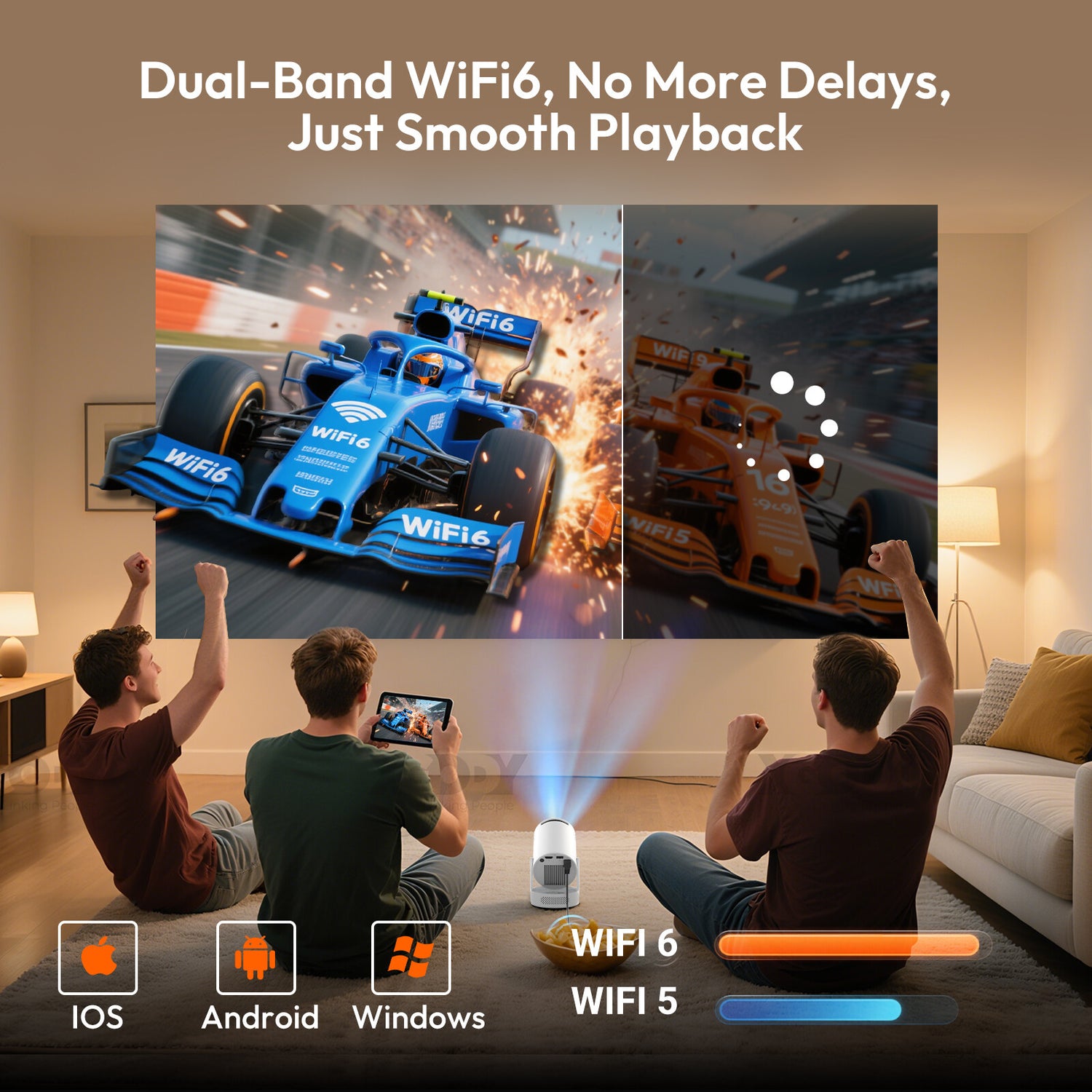 4K Mini Projector 12000 Lumen LED 1080P Wifi Bluetooth UHD Portable Home Theater