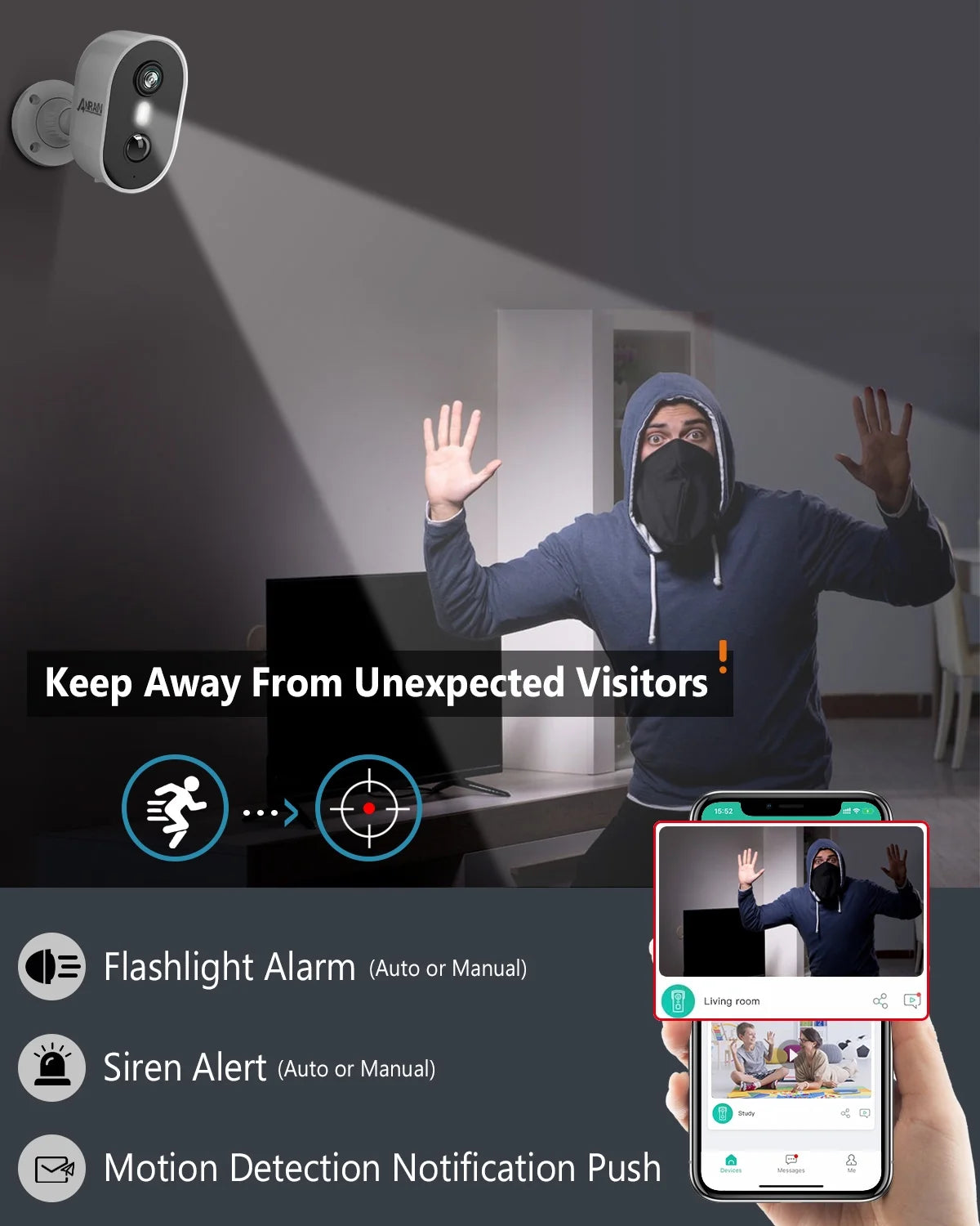 2K Wireless Outdoor Solar Security Camera with Spotlight, Waterproof PIR Detection, 2.4Ghz Wi-Fi, Rechargeable Battery Powered Home Surveillance Camera with Color Night Vision, 2-Way Audio