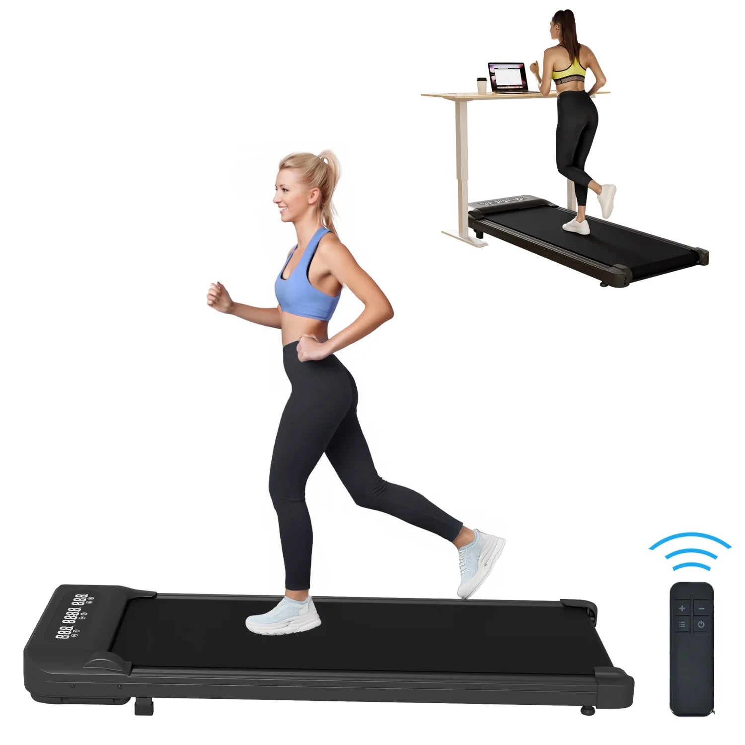 Under Desk Treadmill, Walking Pad with Incline, Portable Walking Treadmill for Home/Office 2.5HP, Walking Jogging Machine with 300 Lbs Weight Capacity Remote Control LED Display