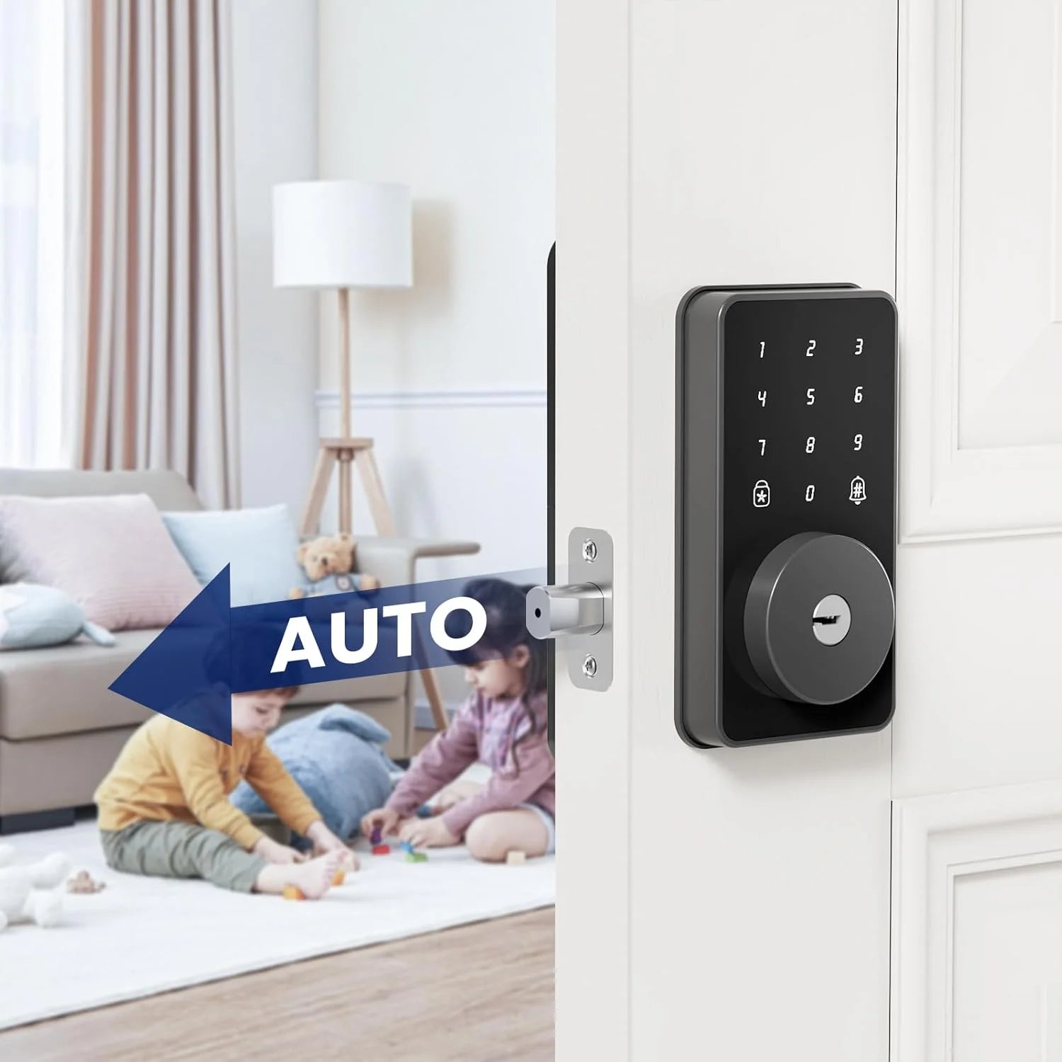 Keyless Entry Door Lock with Electronic Keypad, Digital Smart Deadbolt Lock for Front Door, Matte Black, Easy Installation
