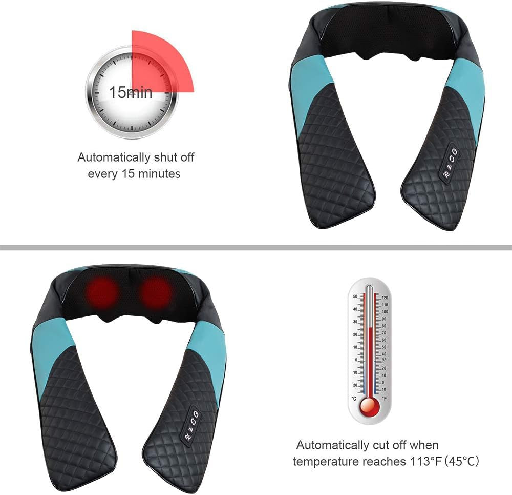 Shiatsu Back Shoulder and Neck Massager with Heat Deep Tissue 3D Kneading Massager for Relieving Muscle Pain Gift for Men/Women/Mom/Dad -Dark Blue