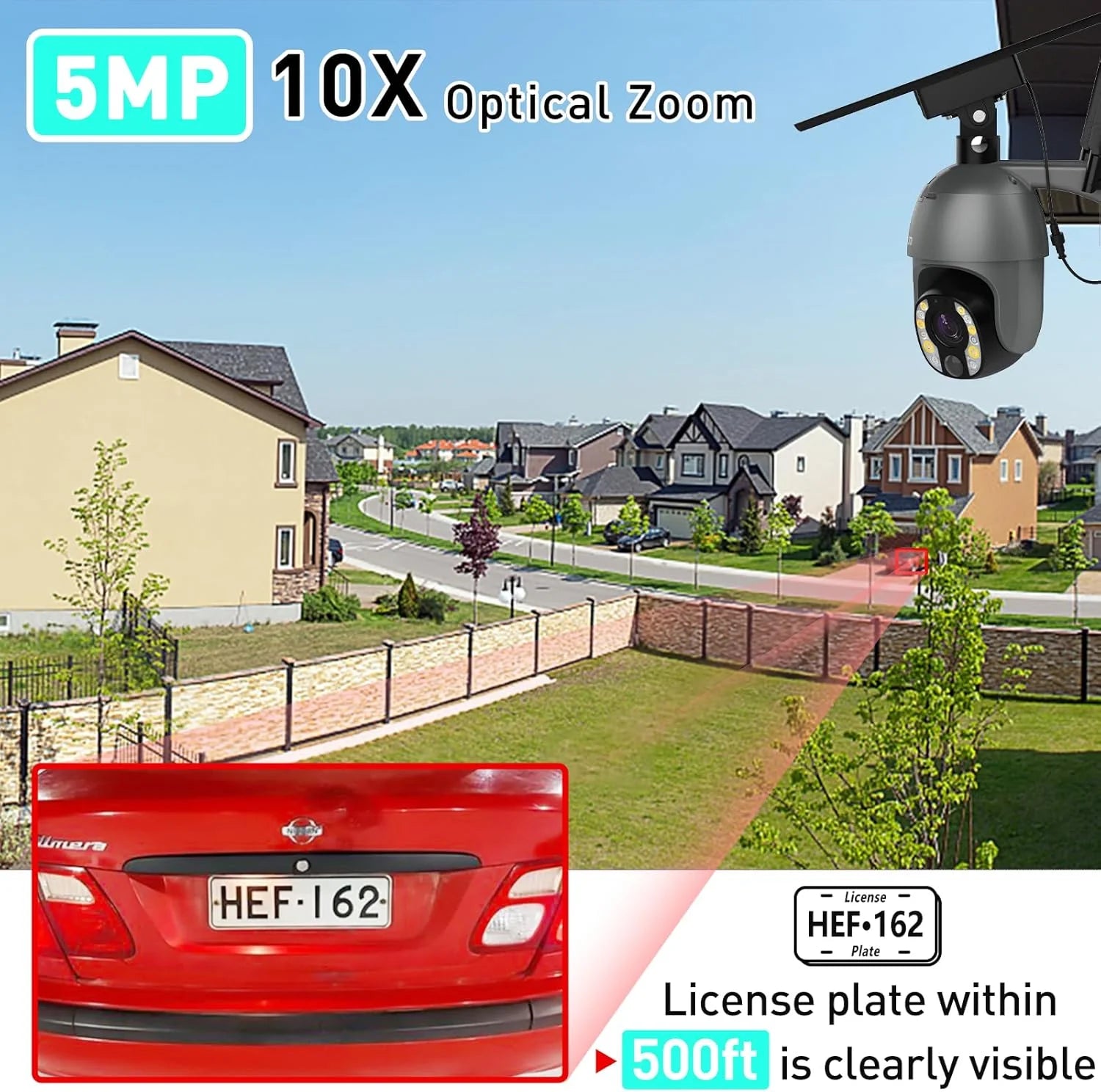 5MP Security Camera Outdoor with 10X Optical Zoom, 4G LTE Cellular Security Camera with Battery & Solar Powered, Auto Tracking,Human Detection(Gray）