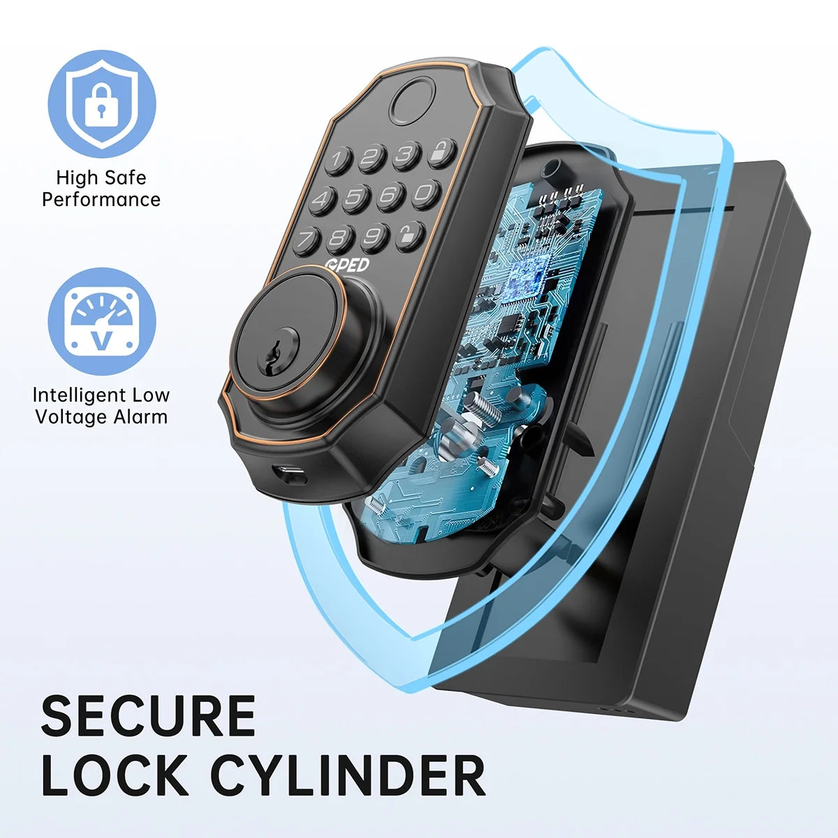Fingerprint Door Lock, Keyless Entry Door Lock with APP Control, Smart Locks for Front Door, Deadbolt Lock with 50 User, Auto Lock, IP 66 Waterproof, Easy Installation