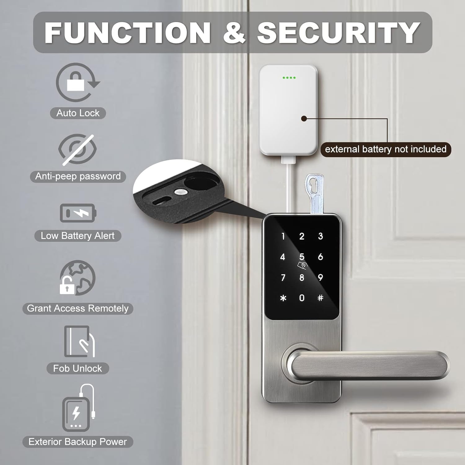 BBEN Smart Keyless Entry Door Lock with Reversible Handle, Touchscreen Keypad, Electronic Digital Bluetooth Front Door Lock, Biometric Door Lock, Auto Lock,For Home Apartment Office