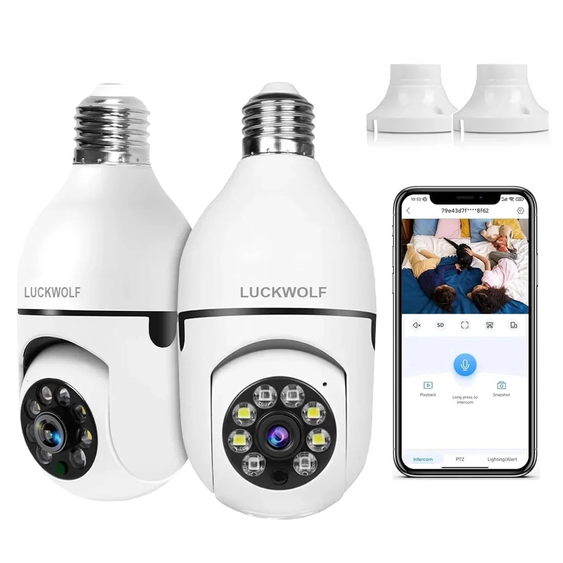 Light Bulb Camera, 2 Pack Security Camera 1080P, 360 Surveillance Camera(2.4Ghz Wifi)
