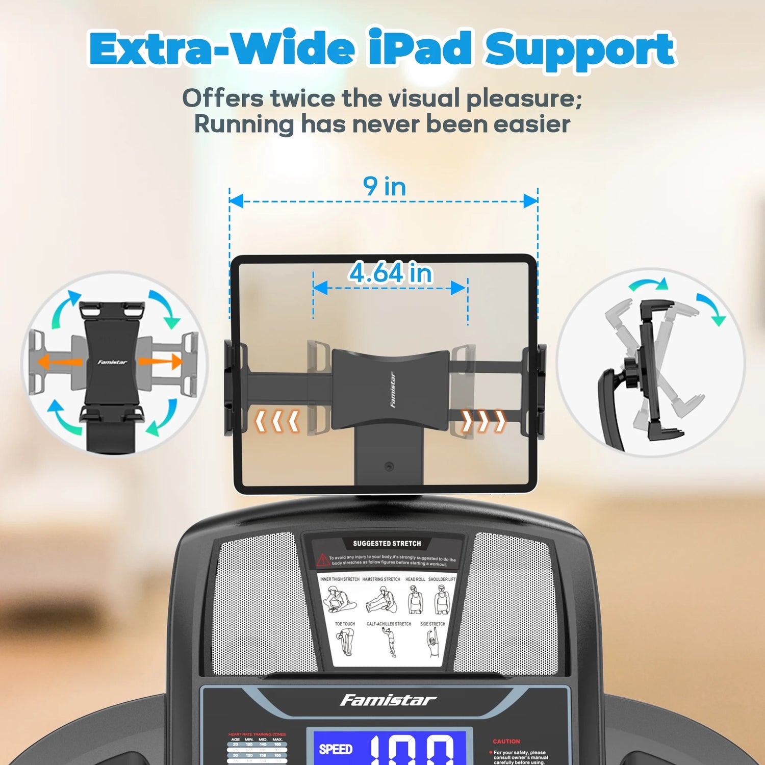 Treadmill 300 LB Capacity for Home Use, 15-Level Auto Incline, 4.9HP Folding Running Walking Treadmill, 10MPH Speed, Bluetooth, Smart Apps, 64+ Programs