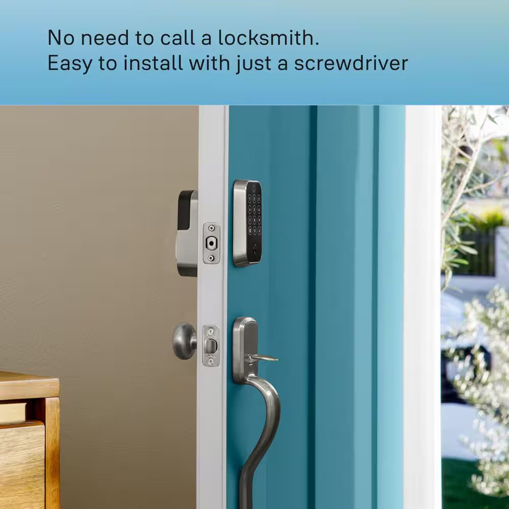 Assure Lock 2; Smart Door Lock with Bluetooth and Pushbutton Keypad; Satin Nickel