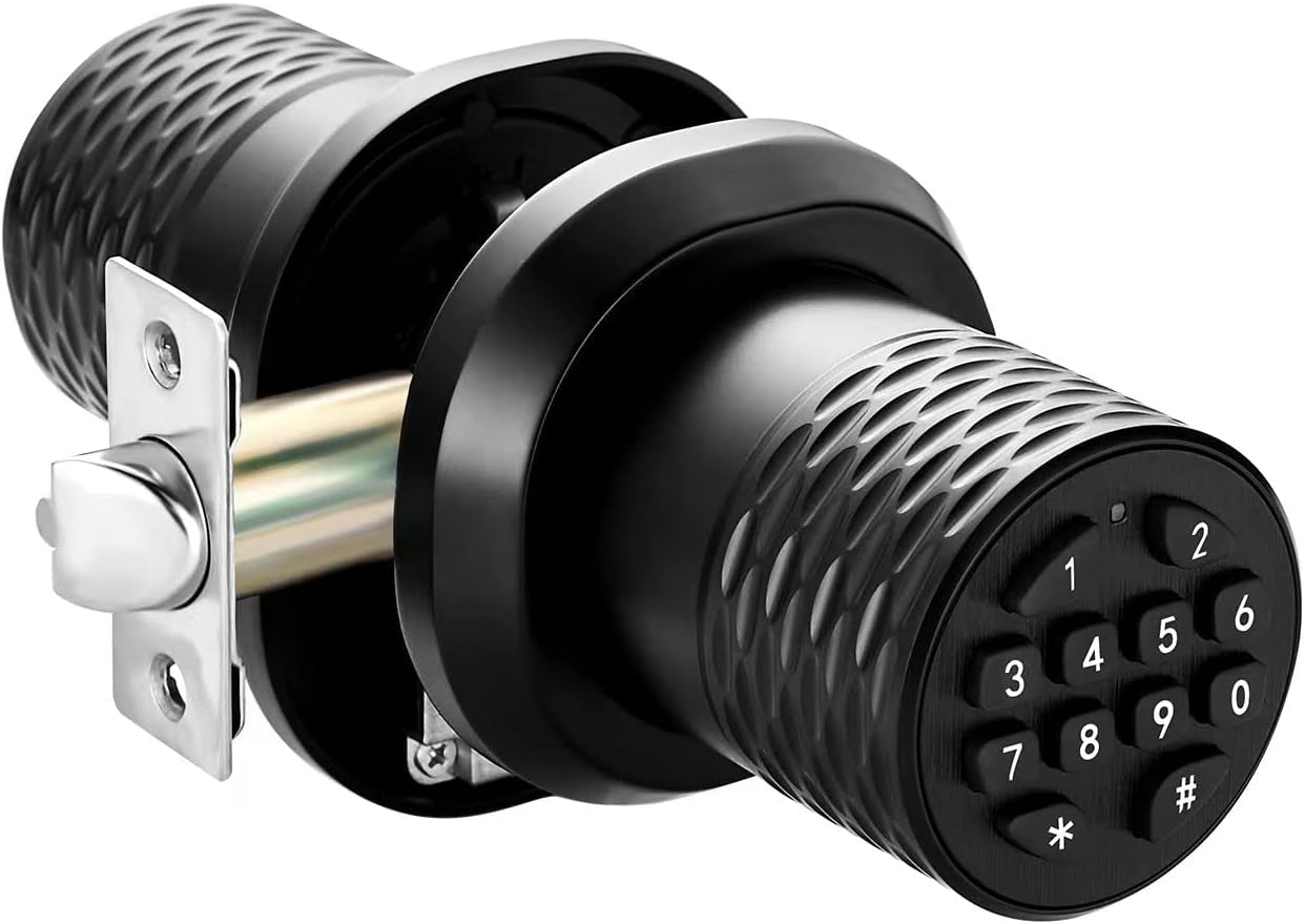 Smart Door Knob with Keypad, Electronic Keyless Entry Door Lock, 3S Auto Lock, A