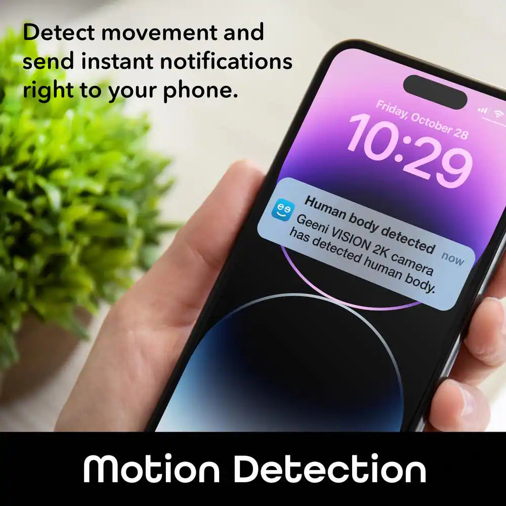 Vision 2K Wired Plug-In Indoor Smart Security Camera, Flexible Stem, Night Vision, Two-Way Talk, Live View, White