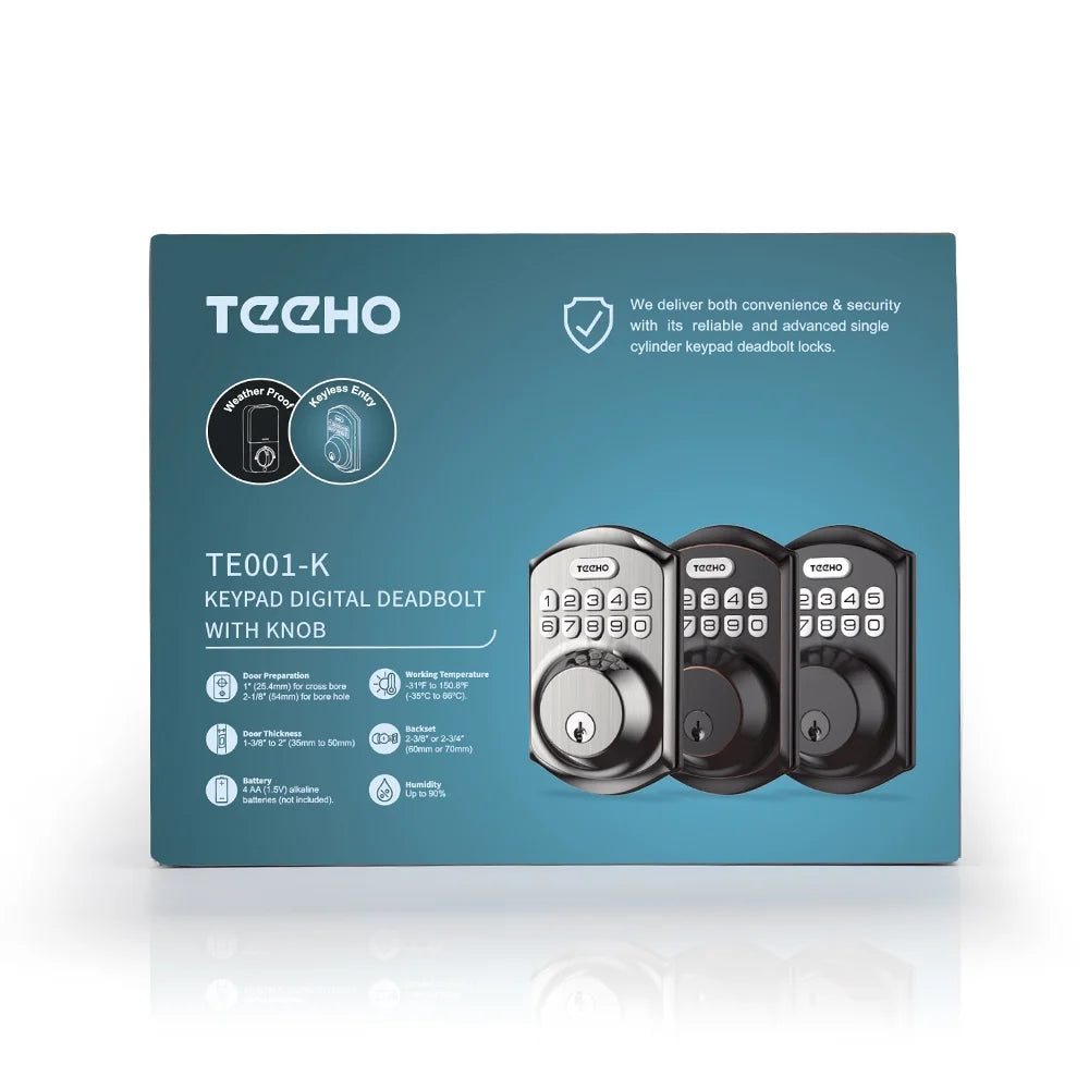 Keyless Entry Door Lock with 2 Knobs ‎Set, Keypad Deadbolt Smart Door Locks, Electronic Digital Lock for Home Front Door Easy Installation-Oil Rubbed Bronze Finish