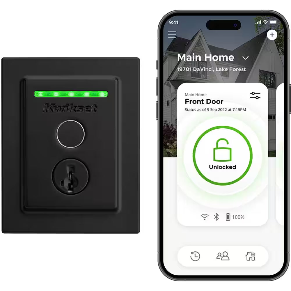 HALO Touch Matte Black Contemporary Fingerprint Wifi Electronic Smart Lock Deadbolt Featuring Smartkey Security