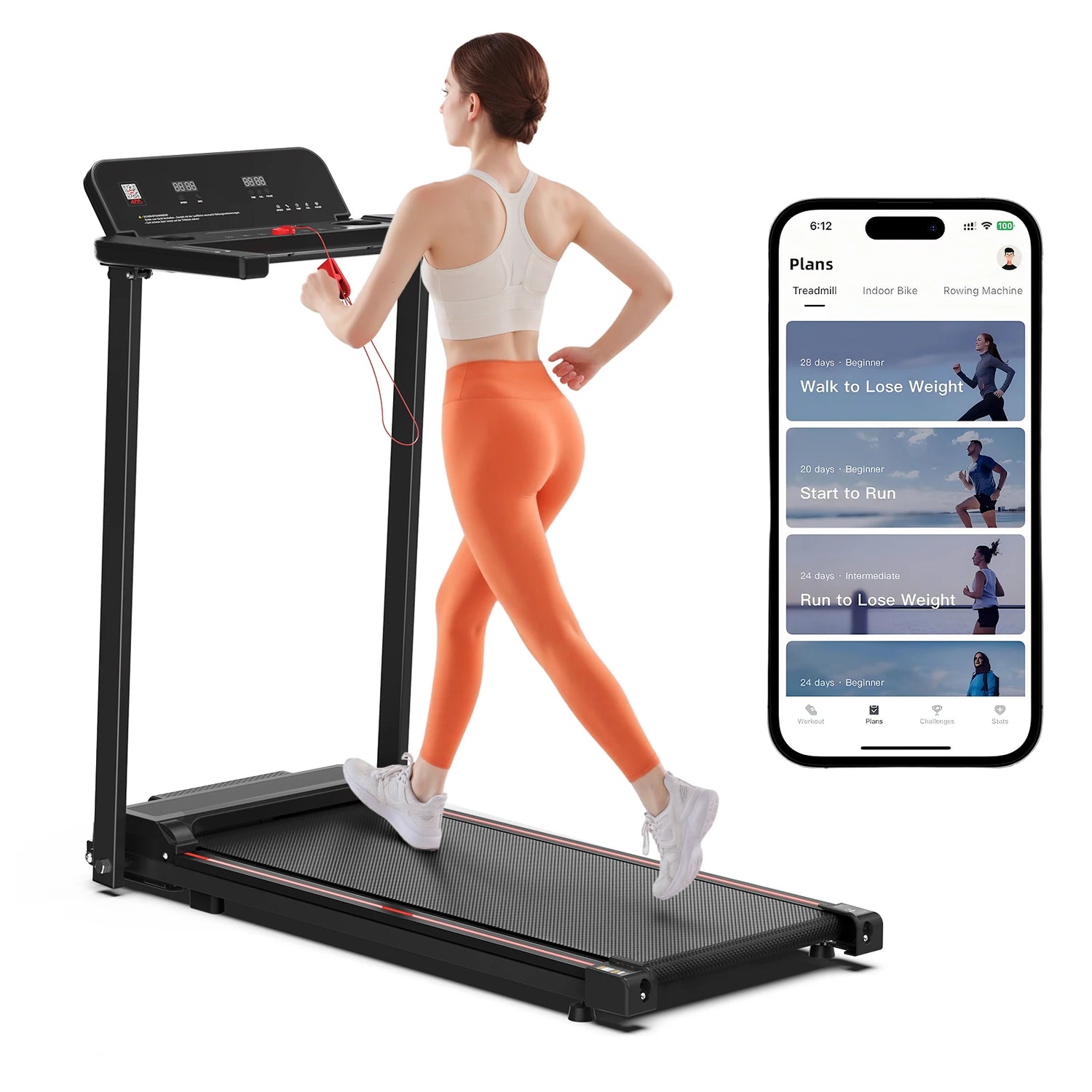 [EU Direct]  Q30-6 2.5HP 2 in 1 Folding Treadmill - 12Km/H Speed | Tablet Cup Holder | LED Display | 120KG Load | Smart App | Compact & Portable for Home Office Walking, Running, and Jogging