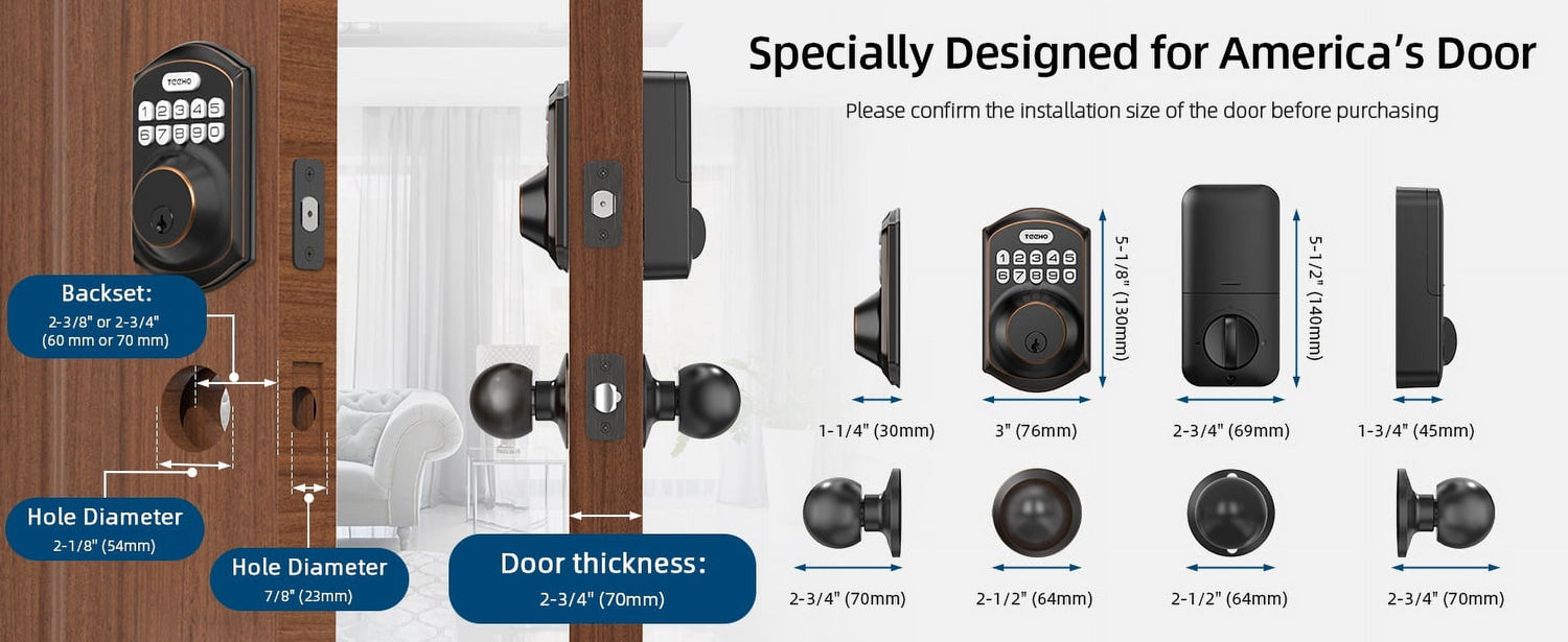 Keyless Entry Door Lock with 2 Knobs ‎Set, Keypad Deadbolt Smart Door Locks, Electronic Digital Lock for Home Front Door Easy Installation-Oil Rubbed Bronze Finish