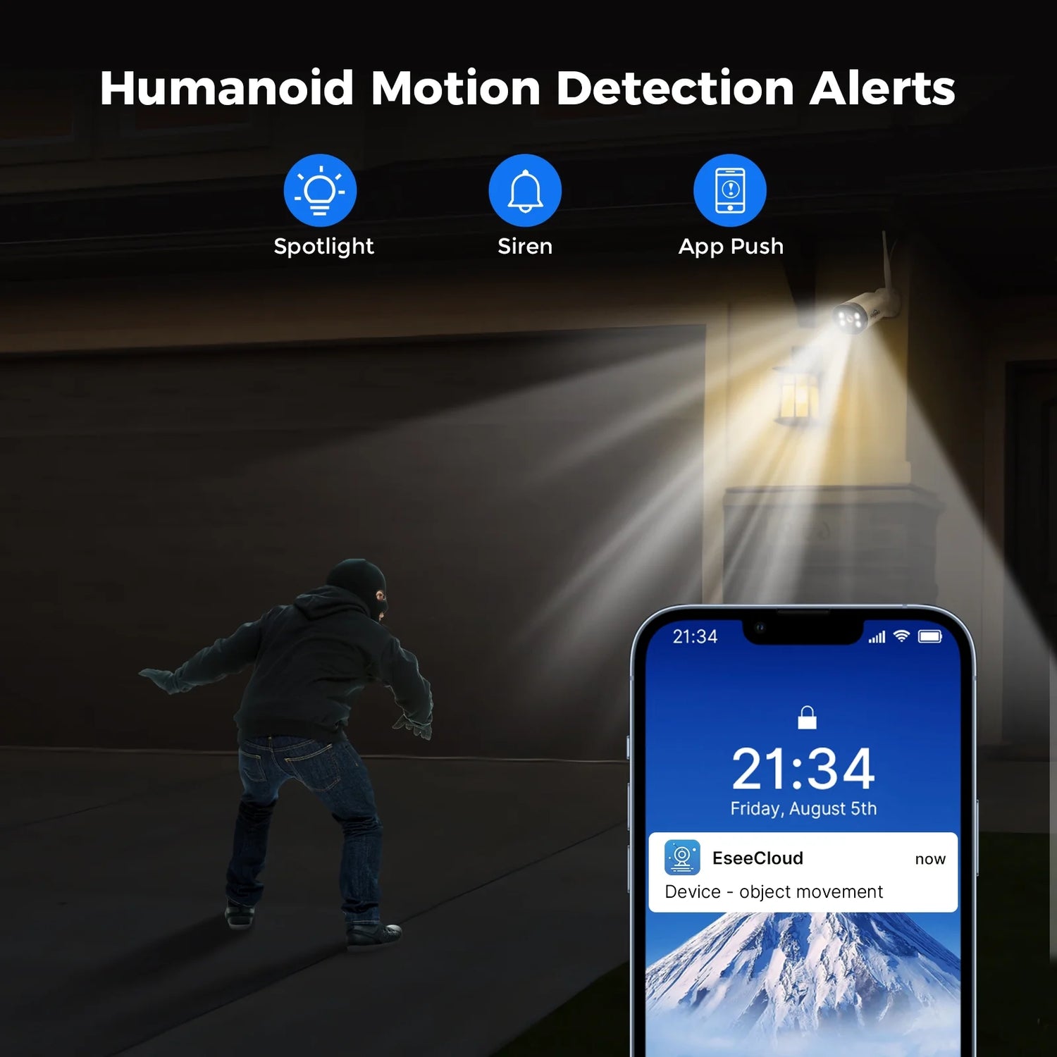 3MP Wireless Security Camera Wifi with Two-Way Audio,Motion Detect,Remote View,Ip66 Waterproof,Color Night Vision,Outdoor Security Camera for Home Security