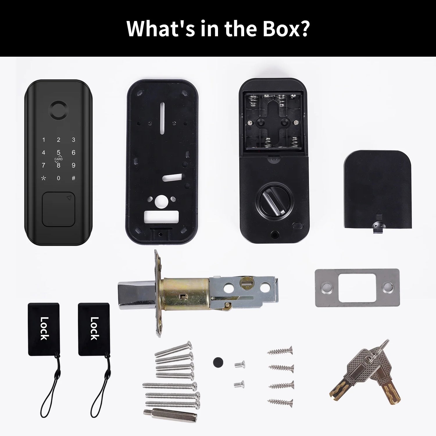 Security Smart Lock Fingerprint Door Latch Keyless Entry Wi-Fi Door Lock Wireless Electronic Deadbolt with Touchscreen Keypad Doorbell Key IC Card App Control IP65 Waterproof Matte Black