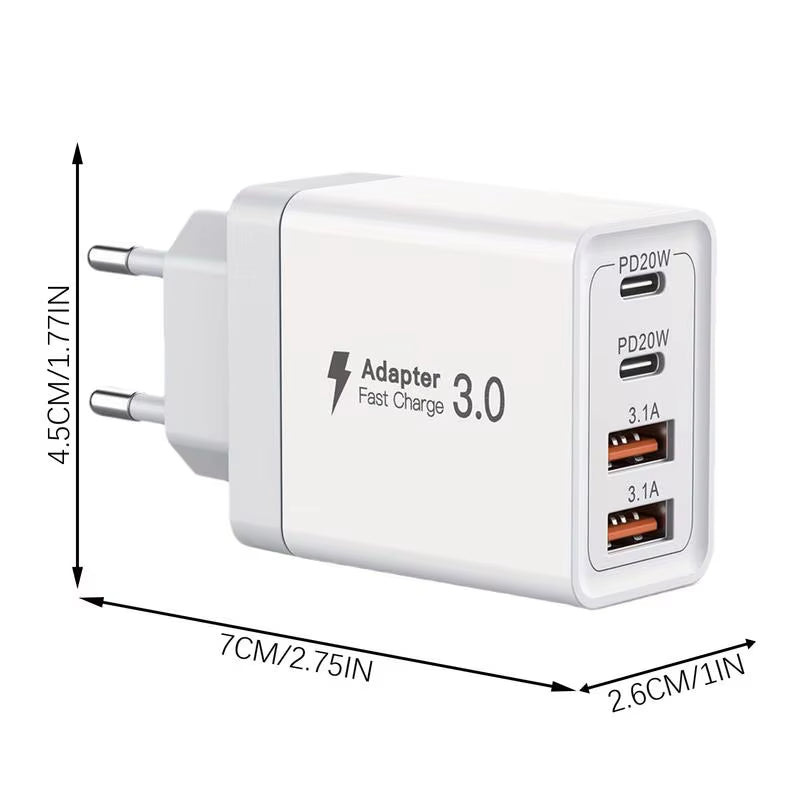 USB Charger Block 40W 4 Port Charger Block Multiple USB Charger Station USB Wall Charger Charging Blocks for Business Trips