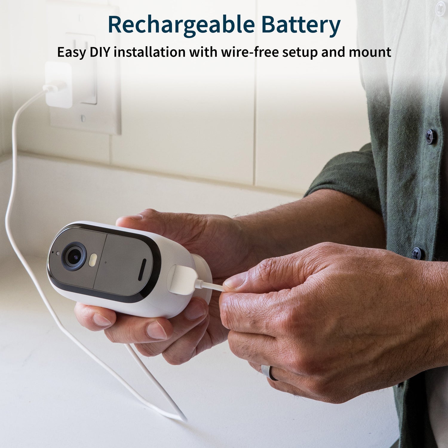 Essential Outdoor Camera 2K (2Nd Generation) - Wireless Security Surveillance Camera - 3 Cam - White, VMC3350-1WMNAS