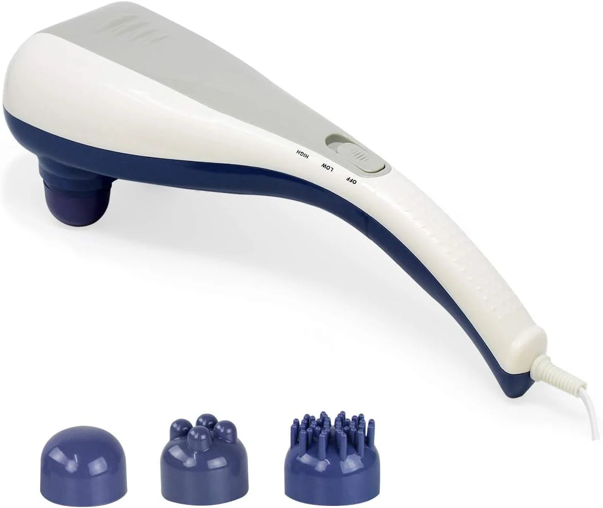 Electric Handheld Full Body Dual Head Percussion Massager Tapping Massage – Dual Tapper 3 Interchangeable Nodes Included