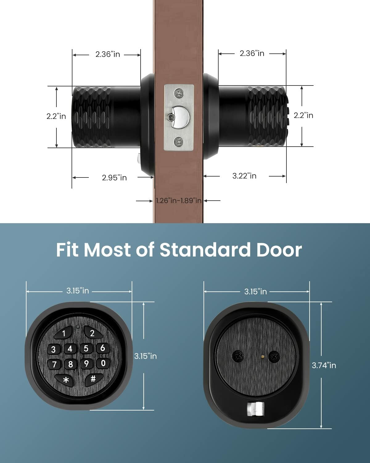 Smart Door Knob with Keypad, Electronic Keyless Entry Door Lock, 3S Auto Lock, A