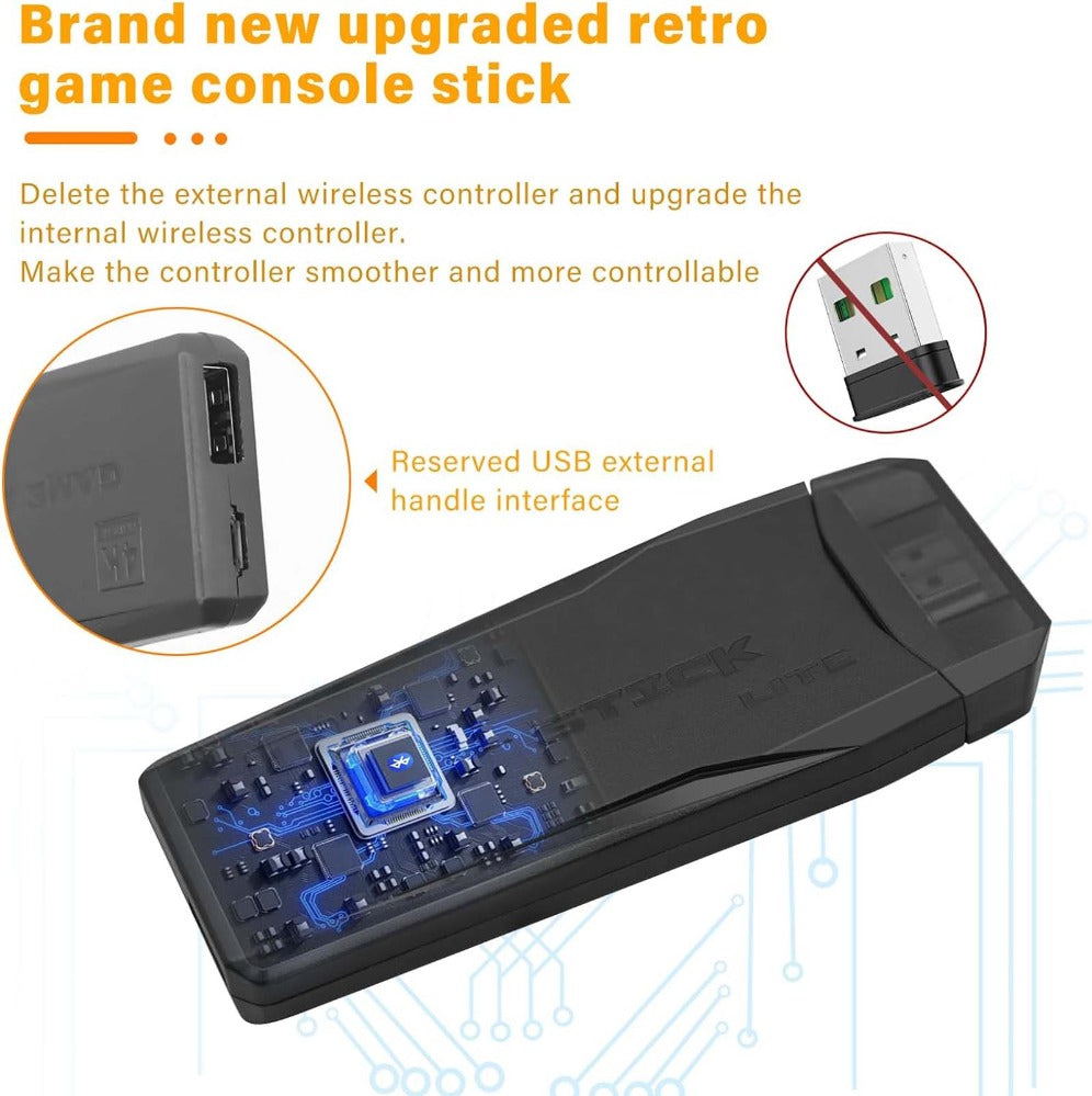 M8 Portable Mini Gamepad, Plug & Play, with 2 Wireless Controllers and a 64G Micro SD Card, HDTV Game Console