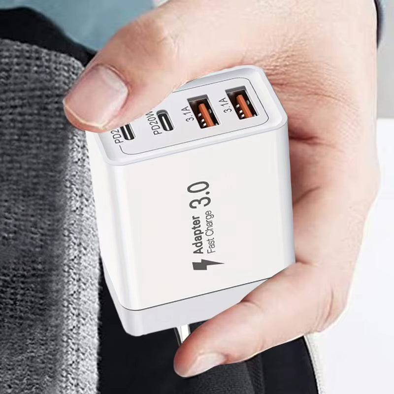 USB Charger Block 40W 4 Port Charger Block Multiple USB Charger Station USB Wall Charger Charging Blocks for Business Trips