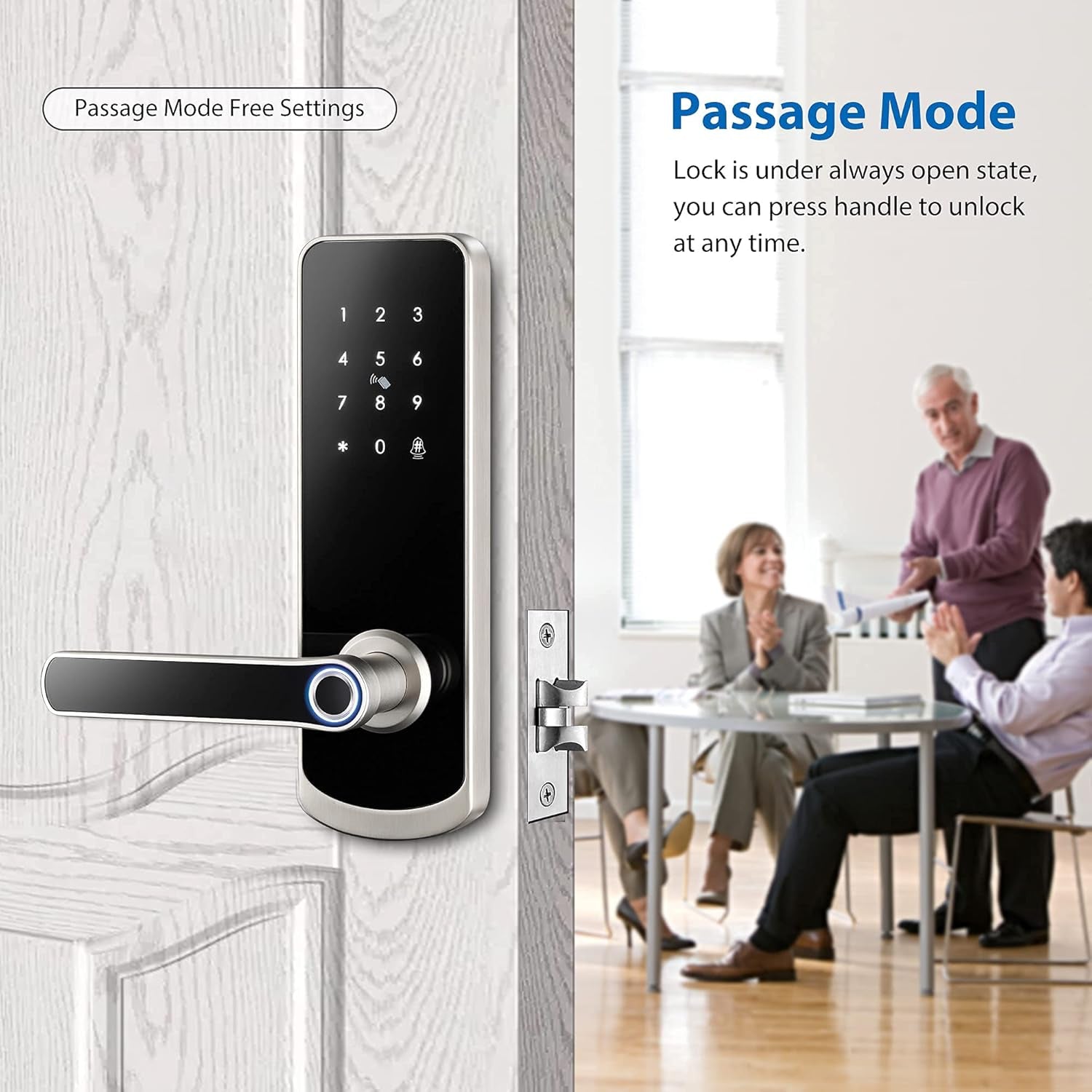 Smart Lock with Fingerprint Sensor, Keyless Entry, Wifi Connectivity, Silver