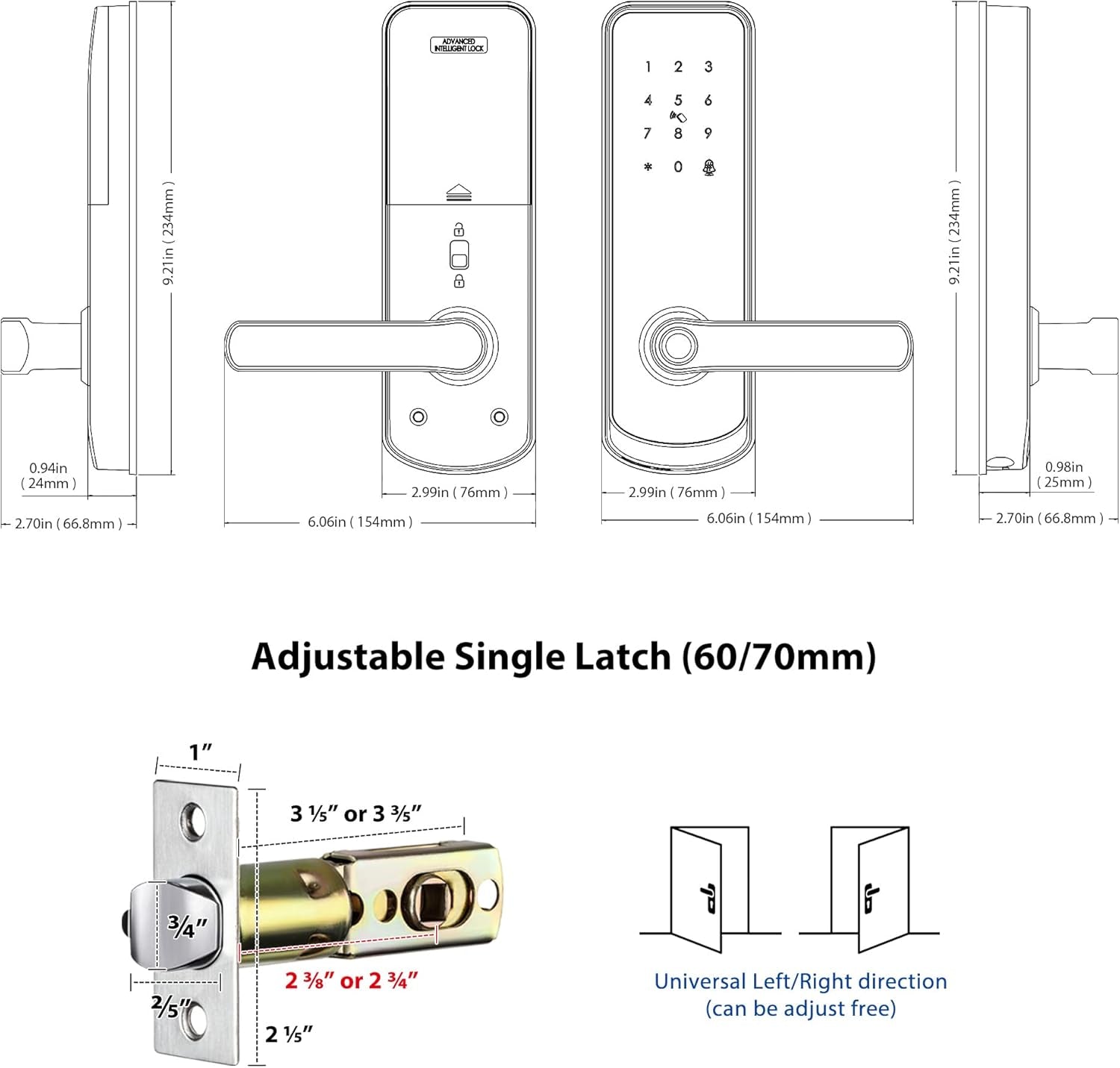 Smart Lock with Fingerprint Sensor, Keyless Entry, Wifi Connectivity, Silver