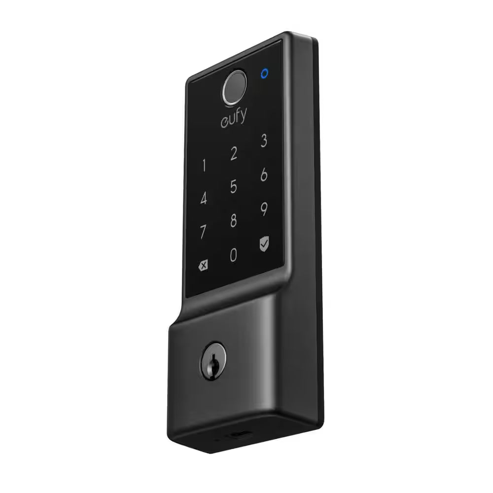 E31 Black Thumb-Turn Smart Lock Deadbolt with Fingerprint Entry (Compatible with Apple Homekit, Matter, and Many More)