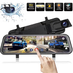 10" 1080P Mirror Dash Cam,Full Touch Screen Backup Camera Front and Rear View Parking Monitor with Super Night Vision, Motion Detection, G-Sensor