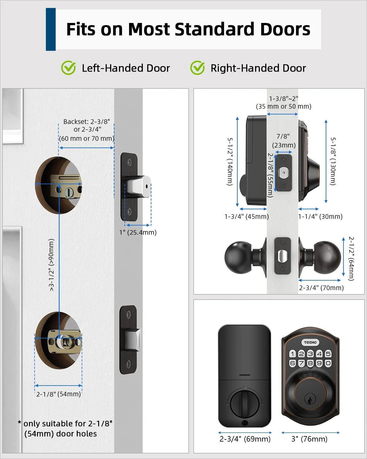 Keyless Entry Door Lock with 2 Knobs ‎Set, Keypad Deadbolt Smart Door Locks, Electronic Digital Lock for Home Front Door Easy Installation-Oil Rubbed Bronze Finish