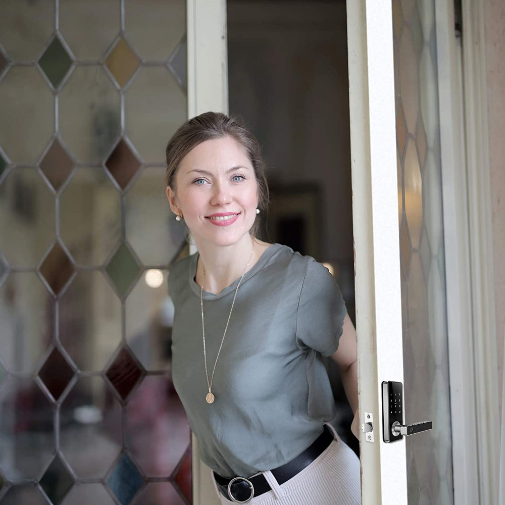 Tiffane Smart Lever Door Lock with Keypad Fingerprint Silver