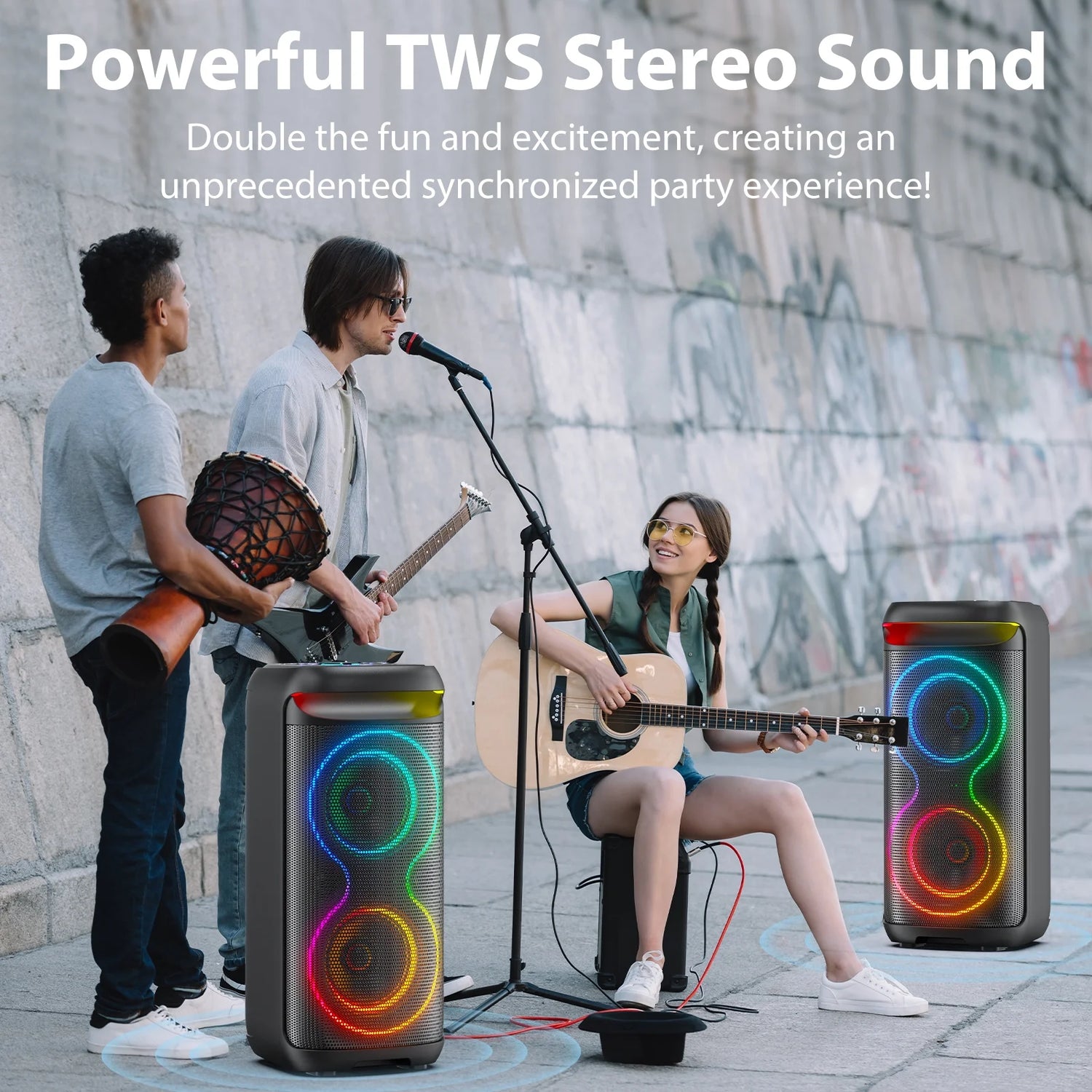 Large Party Speaker, Bluetooth Speaker with LED Light, Two 6.5'' Subwoofer Loud Speaker, T20