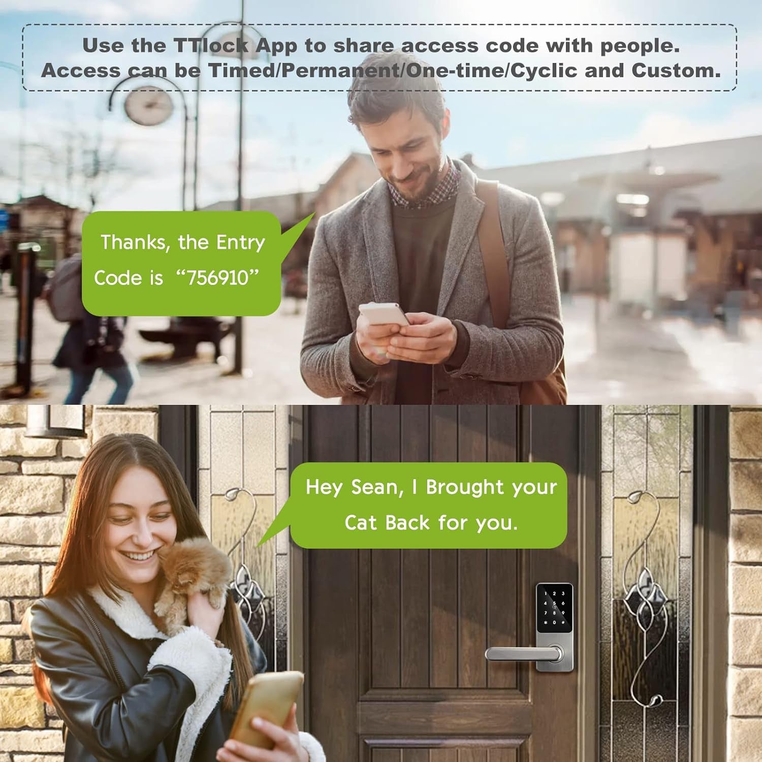 BBEN Smart Keyless Entry Door Lock with Reversible Handle, Touchscreen Keypad, Electronic Digital Bluetooth Front Door Lock, Biometric Door Lock, Auto Lock,For Home Apartment Office