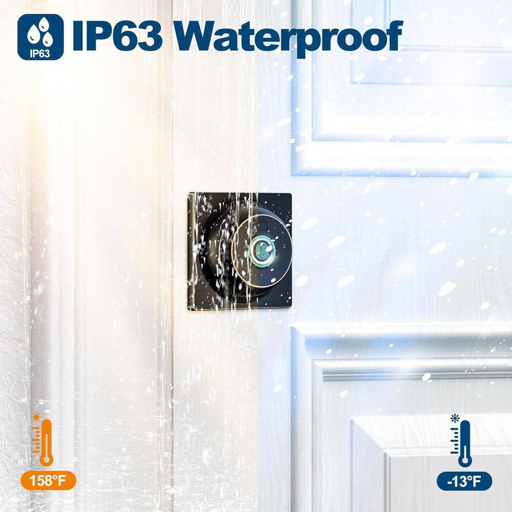 3-In-1 Biometric Security Lock Keyless Entry System in Black, IP63