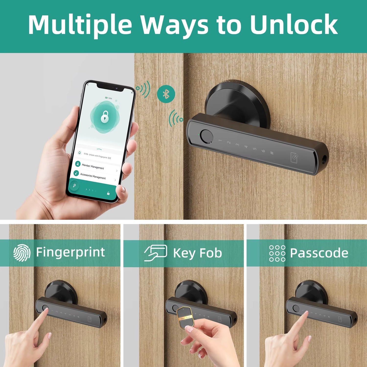Smart Lock Fingerprint Door Lock App Control Passcode Unlock Electronic Touchscreen Keypad