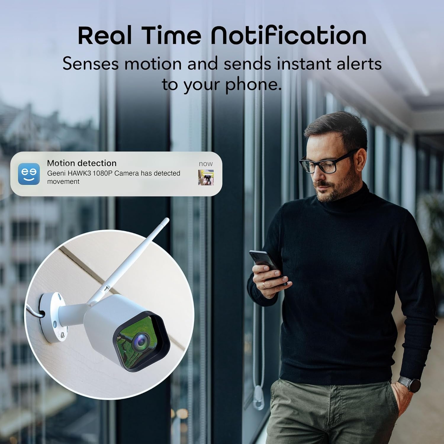 Geeni Hawk 3 1080P Outdoor Security Camera - Dual Pack Weatherproof Surveillance Cameras with Motion & Sound Detection, Night Vision, and Smart Home Integration for Alexa & Google