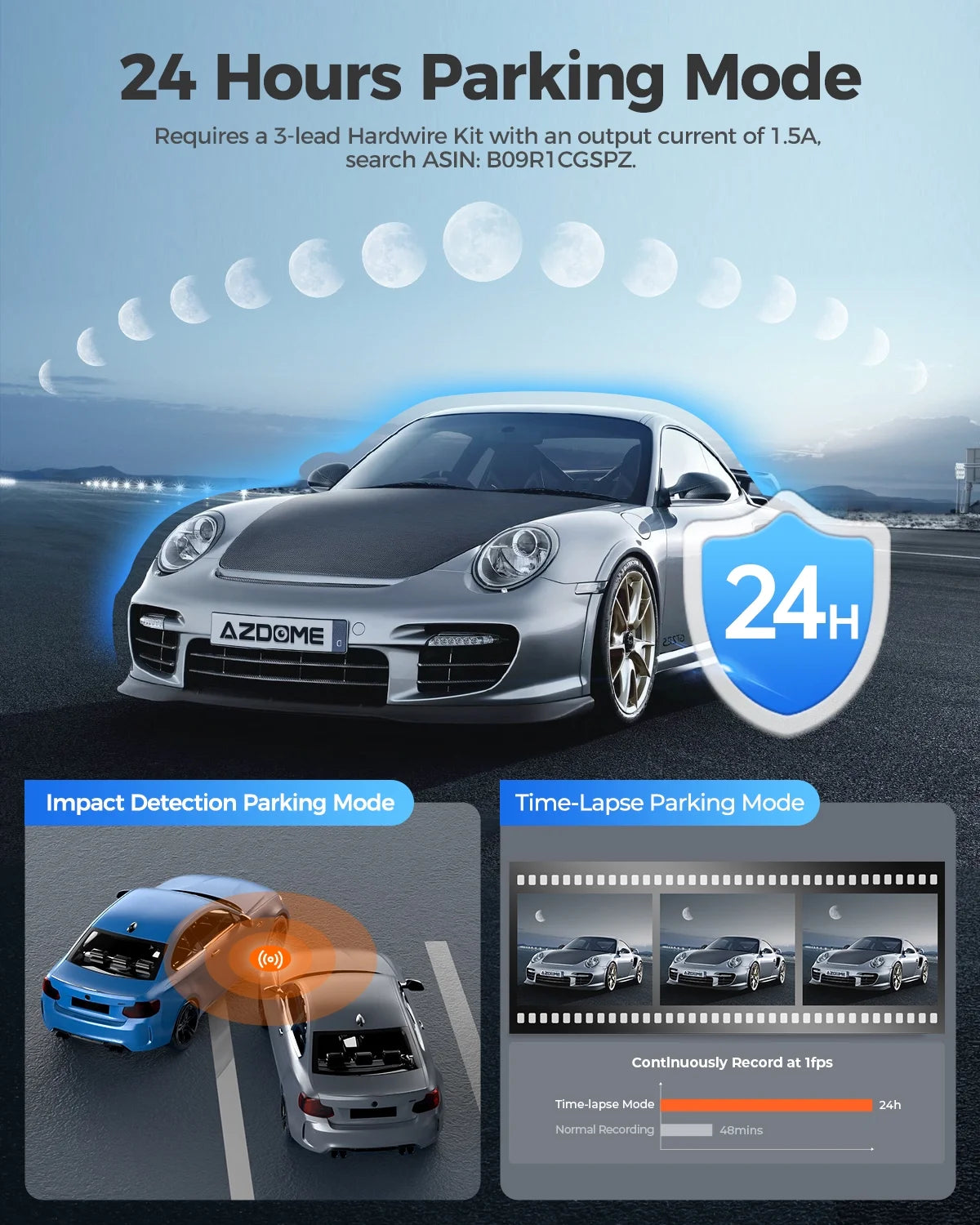 Dash Cam Front and Rear, 4K+1080P Dual Dash Camera for Cars,With Built-In Wifi G-Sensor, ADAS, App Control, 24H Parking Mode, Waterproof Backup Camera, 64GB Card Included